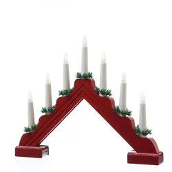 MARELIDA LED Lichterbogen Schwibbogen Weihnachtsleuchter 7 Kerzen Timer L: 39cm rot