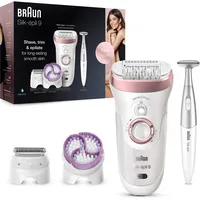 Braun Silk-épil 9 Epilierer Damen / Haarentferner für langanhaltende Haarentfernung, inkl. Bikinitrimmer (Haartrimmer Intimbereich), 9-980, weiß/roségold