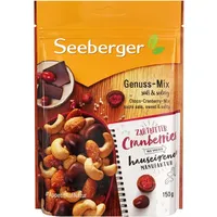 Seeberger Genuss-Mix 12er Pack, Knackige Mischung aus Cashewkernen, Mandeln und fruchtigen, schokolierten Cranberries - süß & salzig - glutenfrei, vegetarisch (12 x 150 g)