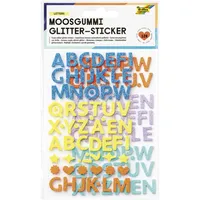 Folia Moosgummi Glitter-Buchstaben 1,5 cm selbstklebend 128 Stück