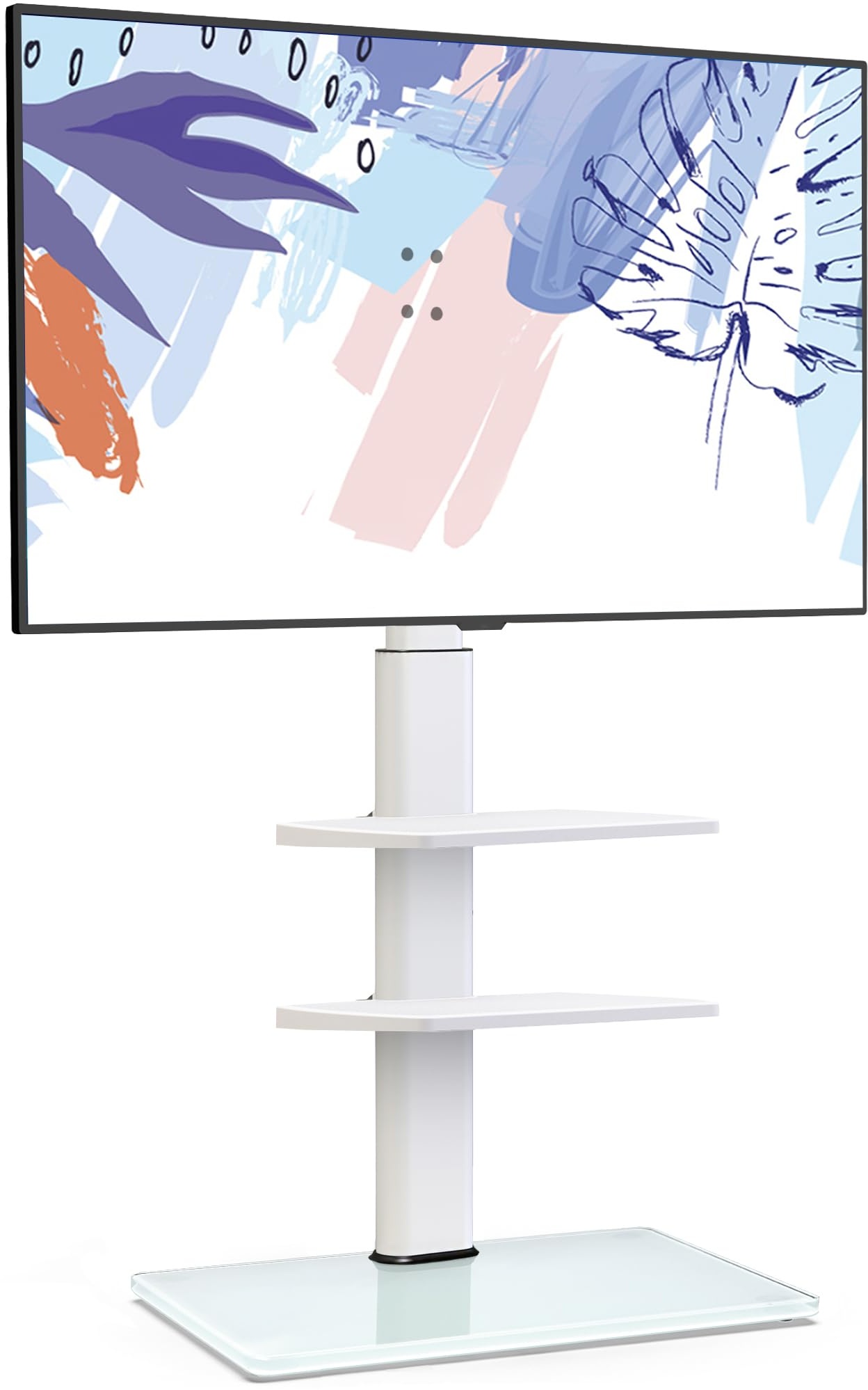 FITUEYES TV Ständer TV Bodenständer 3 Ablagen Standfuß Fernsehstand mit Regal höhenverstellbar schwenkbar für 32 bis 60 Zoll Flach & Curved Fernseher bis zu 30kg Max.VESA 600 * 400