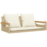 VidaXL Hängebank mit Kissen Beige 109x62x40 cm Poly Rattan