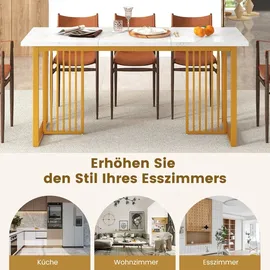 Costway Esszimmertisch 160 x 76 x 60 cm Weiß/Gold