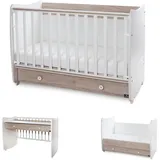 Lorelli Babybett Dream 60 x 120 cm umbaubar Schreibtisch Kinderbett Schaukelbett grau weiß