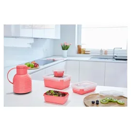 Emsa Clip & Close rechteckig koralle 0,2 l 4-teiliges Set
