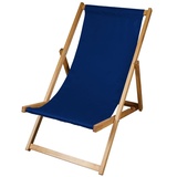 Liegestuhl Strandliege Sonnenliege Gartenliege Holz Geölter Liege Holzstrandliege 120kg Marineblaue - Blau