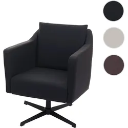 Lounge-Sessel HWC-H93b, Sessel Cocktailsessel Relaxsessel mit Fu√ükreuz, drehbar ~ Kunstleder schwarz