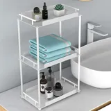 FEILERN 3 Etagen Küchenregal Arbeitsplatte, Standregal Badezimmer Organizer, Metall Gewürzregal Kleines Küchenregal Stehend für Arbeitsplatte, Wohnzimmer, Schlafzimmer, Weiß