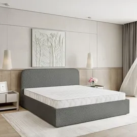 masseno Polsterbett, Grau, Holz, 140x200 cm, Schlafzimmer, Betten, Polsterbetten