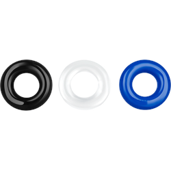 Donut Rings, 3 Teile, 2 - 5 cm, blau | schwarz | transparent
