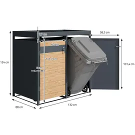 ML-Design Mülltonnenbox 200 x 80 x 124 cm grau