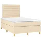 vidaXL Boxspringbett mit Matratze Creme 120x190 cm Stoff