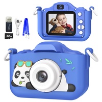 MgaoLo Kinder Kamera Spielzeug für 3–12 Jahre alte Kinder Jungen Mädchen, HD Digital Videokamera mit schützender Silikonabdeckung, Weihnachts Geburtstagsgeschenke mit 32 GB SD Karte (Panda Blau)