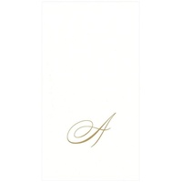 Caspari Monogramm-Papierhandtücher, mit Initiale A, White Pearl, 24 Stück