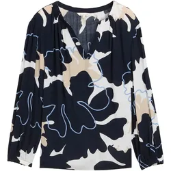 TOM TAILOR Damen Plus Size - Bluse mit Muster, blau, Geblümt, Gr. 44