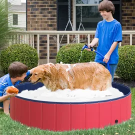 PawHut Hundepool Rot Ø140xH30 cm