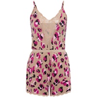 LASCANA Damen Kurzoverall pink-beiger Leoprint Gr.38