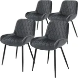 ML DESIGN modern liv 4er Set Esszimmerstühle Esszimmerstuhl mit Rücken- und Armlehnen, Anthrazit, Samt Sitzfläche, Metallbeine, Küchenstühle Küchenstuhl Wohnzimmerstühle Wohnzimmerstuhl Polsterstuhl Stühle