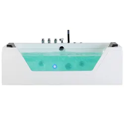 Whirlpool Badewanne weiß LED Unterwasserbeleuchtung 162 x 76 cm SAMANA