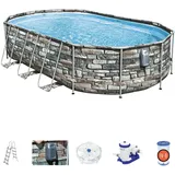 Bestway 56719 Power Steel Comfort Jet komplett Set Frame Pool 610 x 366 x 122cm