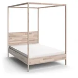 VitaliSpa Himmelbett Lotti Naturholz 145 x 210 cm mit Matratze