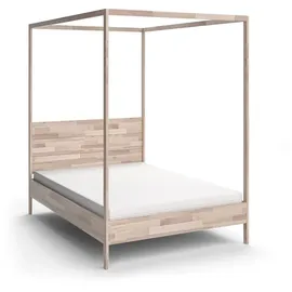 VitaliSpa Himmelbett Lotti Naturholz 145 x 210 cm mit Matratze