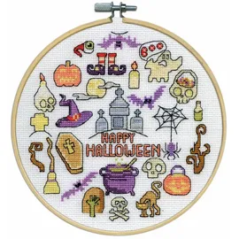 Design Works Crafts Kreativset Design Works Kreuzstich Stickpackung mit Stickrahmen "Frohes Hellowee, (embroidery kit by Marussia)