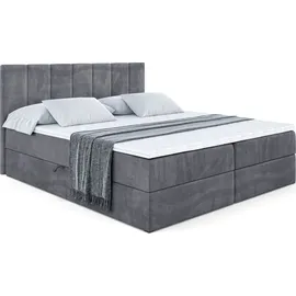 altdecor BOXBETT mit Matratze und Lattenrost, - MOETI - 160x200 cm - H4 - Dunkelgrau