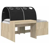 vidaXL Hochbett mit Schreibtisch für Kinder 3 Stk. 90 x 200 cm Eiche schwarz