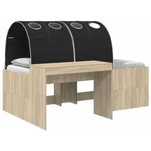 vidaXL Hochbett mit Schreibtisch für Kinder 3 Stk. 90 x 200 cm Eiche schwarz