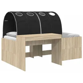 vidaXL Hochbett mit Schreibtisch für Kinder 3 Stk. 90 x 200 cm Eiche schwarz