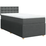 vidaXL Boxspringbett mit Matratze Dunkelgrau 100x200 cm Stoff