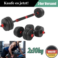 verstellbare Kurzhanteln Hantel Set Fitness Krafttraining Langhantel 2x10kg DE