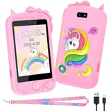 Kinder Handy, Kinder Kamera, Kinder Smartphone, Kinderhandy Spielzeug Mit Telefonkarte, Mit 28 Spiele Anruf SOS Kamera Musik Wecker. Einhorn-Geschenkspielzeug 3-9 Jahre Geschenke (Rosa)