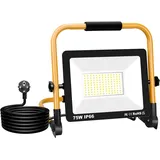 Willpower Tragbar LED Baustrahler 75W 7500LM LED Arbeitsstrahler mit Stecker Klappbügel LED Scheinwerfer 6000K Weiß IP66 Wasserdicht LED Strahler Fluter für Werkstatt Baustelle Garage Baustellen