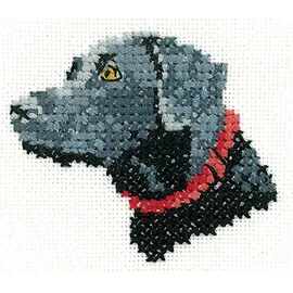 Heritage Crafts Heritage Kreuzstich Set Aida "Schwarzer Labrador", Zählmuster, LFBL1425-A, 6x5cm