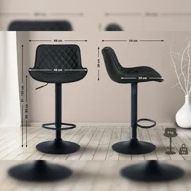 CLP 2er Set Barhocker Minosa I Fußstützen Aus Metall I Höhenverstellbare Gepolsterte Drehstühle