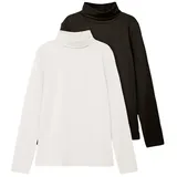 Unisex NKNVIGGO 2P LS Slim Rollneck O NOOS Langarmshirt White Alyssum/Pack Black 158/164