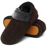 Mishansha Warme Hausschuhe Herren Winter Pantoffeln Herren Hausschuh Männer Memory Foam Slippers Geschlossen Fell Hauspantoffeln Kaffee,Gr.48 - 48 EU