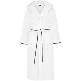 Bruno Banani Herrenbademantel BRUNO BANANI "Danny, Normallänge & Überlänge, auch in extra lang, Hotelbademantel" Gr. M, weiß, L:120cm, Walkfrottee, Hausmäntel, mit Logostreifen, Herren Bademantel aus 100% Baumwolle, S-4XL
