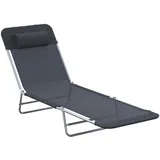 Outsunny Sonnenliege Gartenliege mit Kopfkissen Schwarz