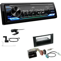 EHO JVC KD-X482DBT 1-DIN Autoradio Media Receiver Digitalradio DAB+ Bluetooth Amazon Alexa USB Einbauset passend für Ford Fiesta V Facelift 2005-2008 schwarz