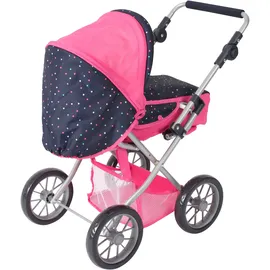 Bayer Chic 2000 - Puppenwagen Leni, 2in1 Kombipuppenwagen mit herausnehmbarer Tragetasche, Kinderwagen für Puppen bis 46 cm Größe, Konfetti pink, 64 x 37 x 68 cm