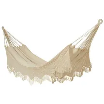 HOPLO Single Hängematte natur mit Borte aus 100% Baumwolle Tuchhängematte,