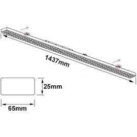 ISOLED FastFix LED Linearsystem S Modul 1,5m 25-75W, 4000K, 25° rechts, DALI dimmbar