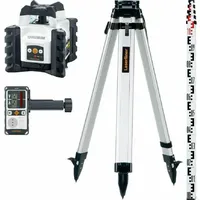 LASERLINER Rotationslaser mit Stativ & Nivellierlatte, rot, Quadrum Compact 210S Set Roter 360 Grad Laser, Arbeitsbereich 200m,