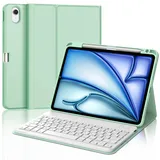 IVEOPPE Tastatur für iPad Air 11 2024, Hülle mit Tastatur für iPad Air 6. Generation (M2), Magnetisch Abnehmbare Bluetooth QWERTZ Tastatur für iPad Air 6 11 Zoll 2024, MinzGrün