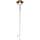 Badeko Gartenstecker Regenmesser mit Vogelpaar 130 cm rostbraun
