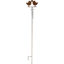 Badeko Gartenstecker Regenmesser mit Vogelpaar 130 cm rostbraun