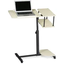 Relaxdays Laptoptisch höhenverstellbar HBT:100x77x40cm, Notebook/Sofatisch, Rollen Maus-Ablage, Antirutschleiste,creme - Relaxdays
